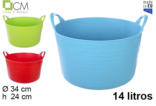 Polyethylene carrycot assorted colors 14 l.