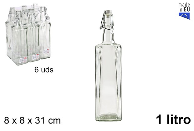 Frasco de vidro quadrado Nevera 1 l.