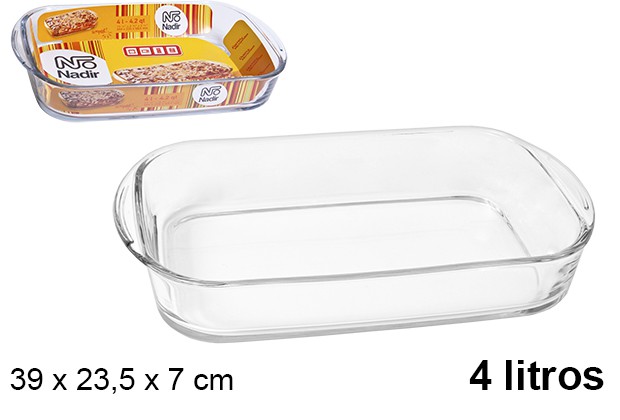 Fuente cristal rectangular 4 l.