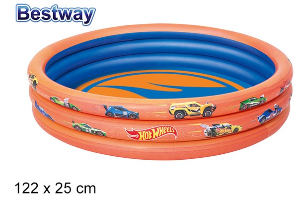 Piscina hinchable 3 anillos Hot wheels 122 cm