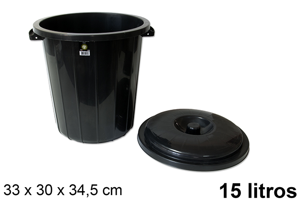Cubo plástico basura negro 15 l.