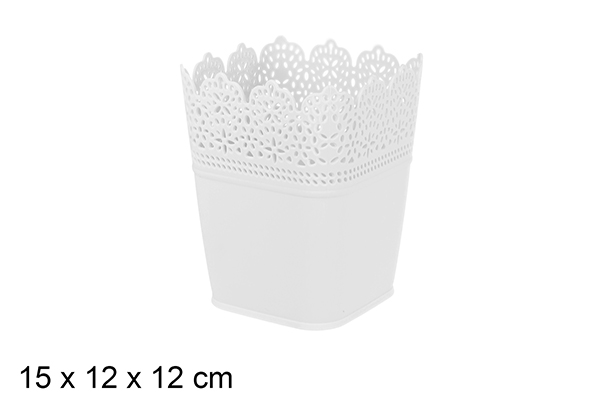 Macetero plástico cuadrado blanco 12 cm