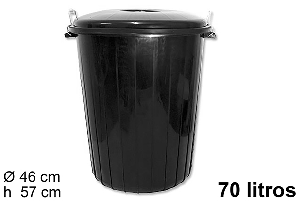 Cubo plástico basura negro 70 litros