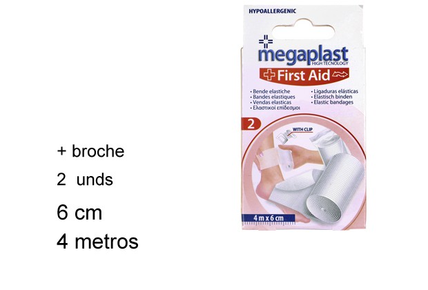 Pack 2 bandagens elásticas + broche 4 m. x 6 cm