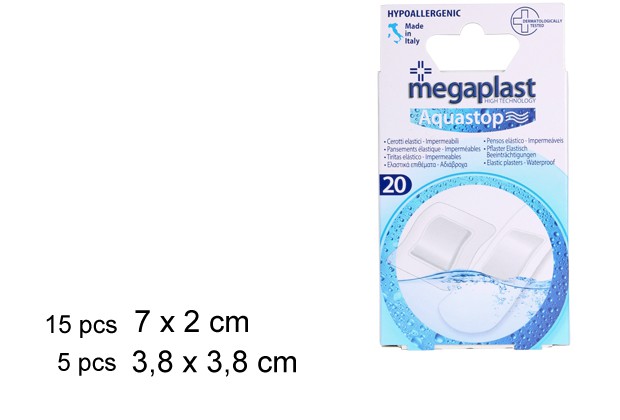 Pack 20 assorted transparent aqua stop dressings