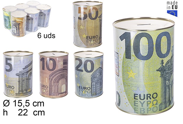Hucha metal euro 15x22 cm