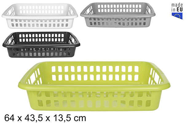 Low plastic basket for clothes assorted colors
