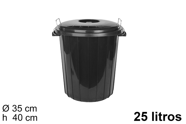 Black plastic trash can 25 l.