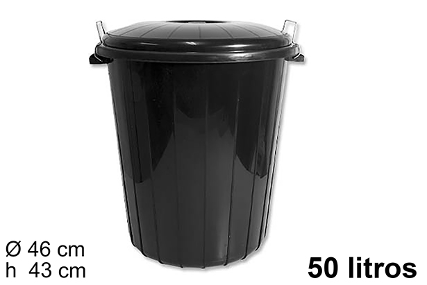 Cubo plástico basura negro 50 l.