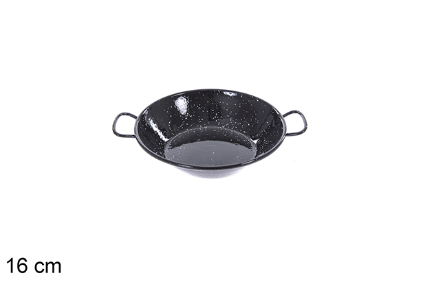 [201303] Deep enamel frying pan with handles 16 cm
