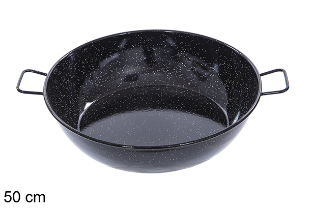 Deep enamel frying pan with handles 50 cm