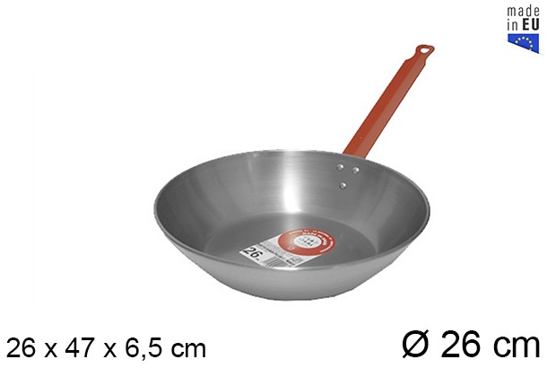 Sartén pulida honda con mango 26 cm