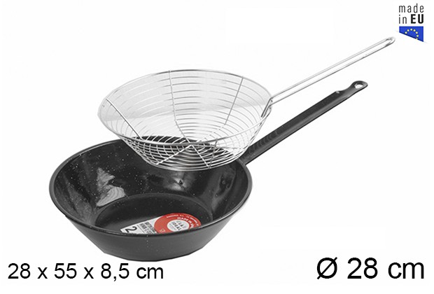 Sartén esmaltada con cestillo 28 cm
