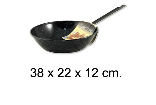 Enameled deep frying pan with handle 22 cm