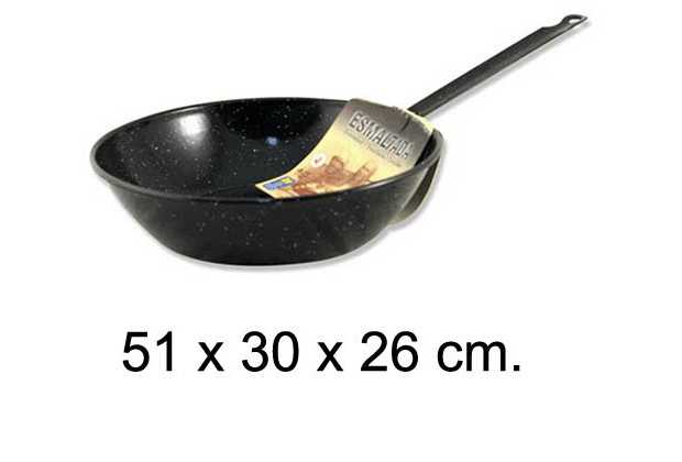 Enameled deep frying pan with handle  28 cm