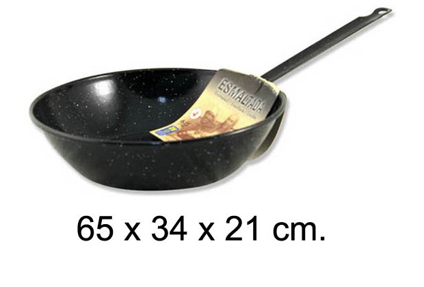 Enameled deep frying pan with handle 34 cm