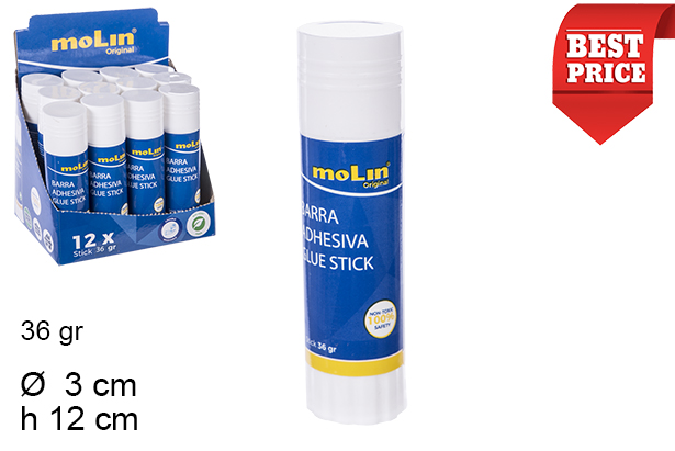 Espositore con 12 colla stick 36 gr.