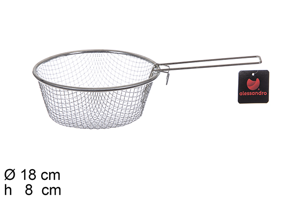 Cesto para fritar com alça em aço inoxidável 18 cm