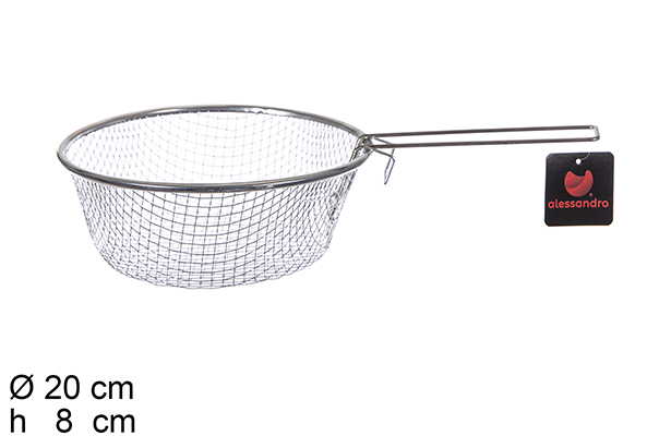 Cesto para fritar com alça em aço inoxidável 20 cm