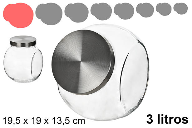 [102444] Bote cristal tapa metal 3 litros