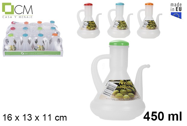 Rustic white plastic oil cruet 450 ml