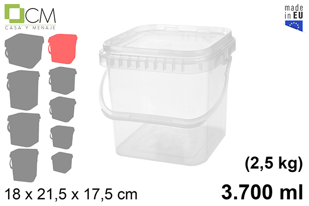 [103105] Envase plástico multiuso cuadrado 3.700 ml (2,5 kg)