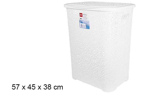 Cesto plástico blanco encaje con tapa