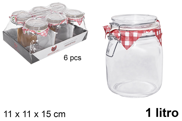 Pote de vidro hermético 1 litro