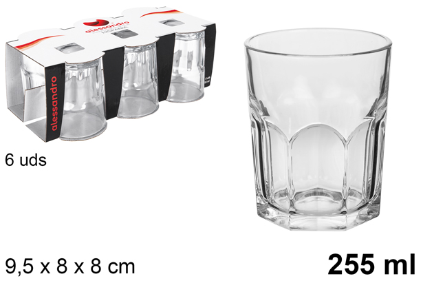 Pack 6 vasos cristal agua Hispania 255 ml