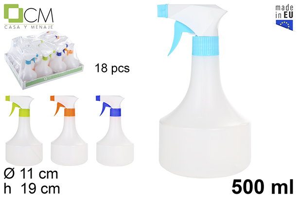 [102765] Bottiglia in plastica bianca con spruzzatore 500 ml