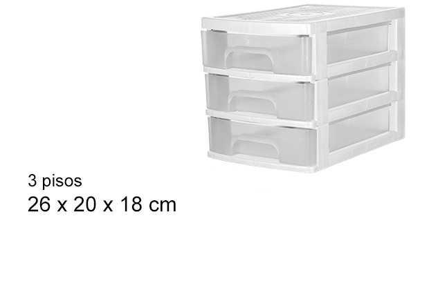 Clear/white 3 drawers storage cabinet 