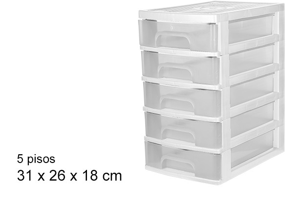 Archivador 5 pisos transparente/blanco