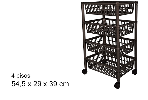 Wenge rectangular 4-story greengrocer with wheels
