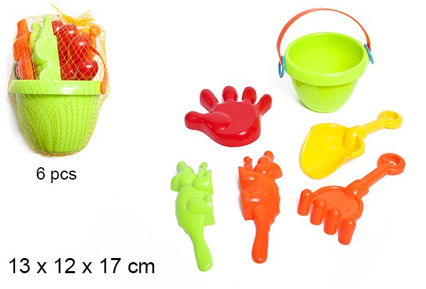 Pack 6 pezzi secchiello e accessori da spiaggia