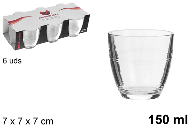 Pack 6 vasos cristal café cortado 150 ml