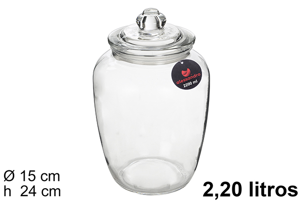 [101723] Barattolo in vetro con coperchio ermetico 2,2 litri