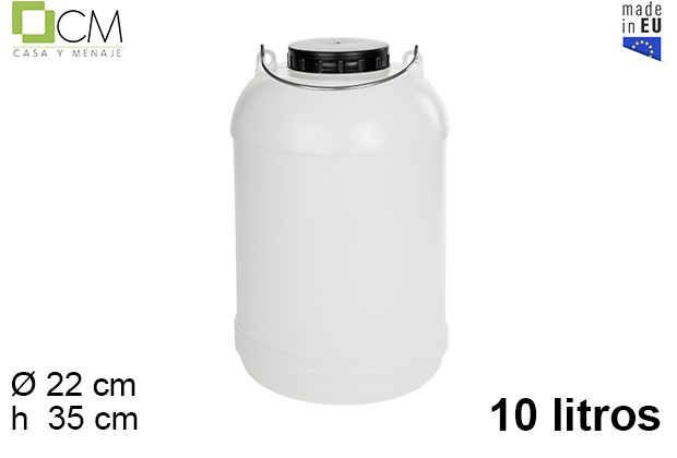 [102758] Contenitore tondo in plastica con manico in ferro 10 l.