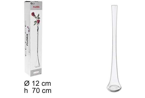 Florero cristal lungo natural base redonda 70 cm
