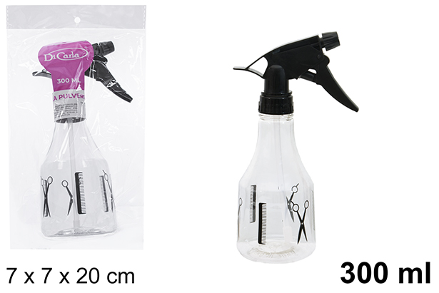 [104701] Bottiglia in plastica con spruzzatore nero parrucchiere 300 ml