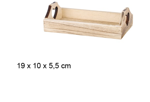 Vassoio in legno vintage Qibao 19x10 cm