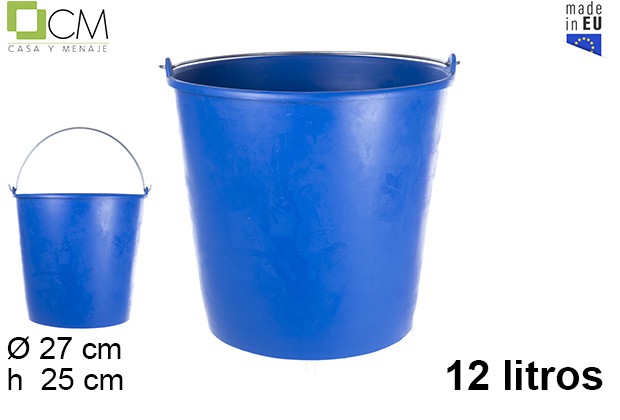 [103013] Blue polyethylene bucket with iron handle 12 l.