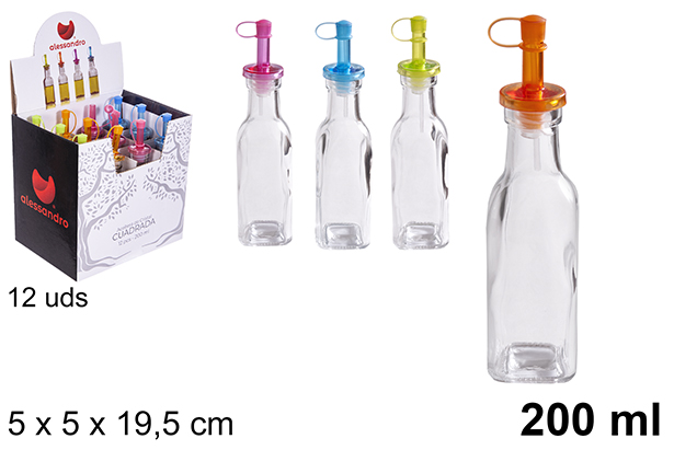 Dispenser olio/aceto quadrato in vetro 200 ml