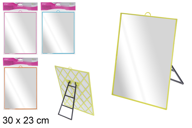 Espejo rectangular con soporte 30x23 cm