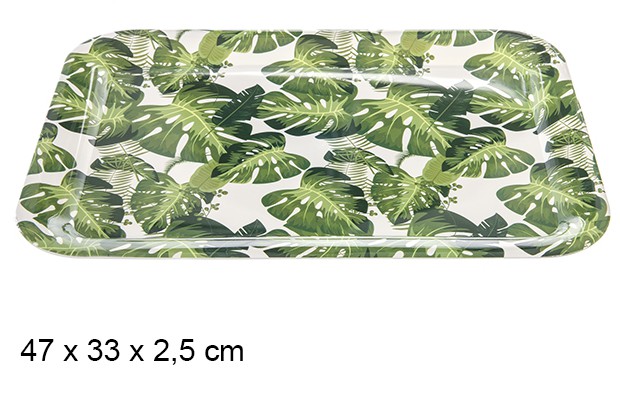 PLASTIC TRAY TROPICAL DECORATION 47x35cm
