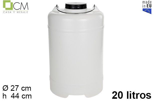 Round plastic container with iron handle 20 l.