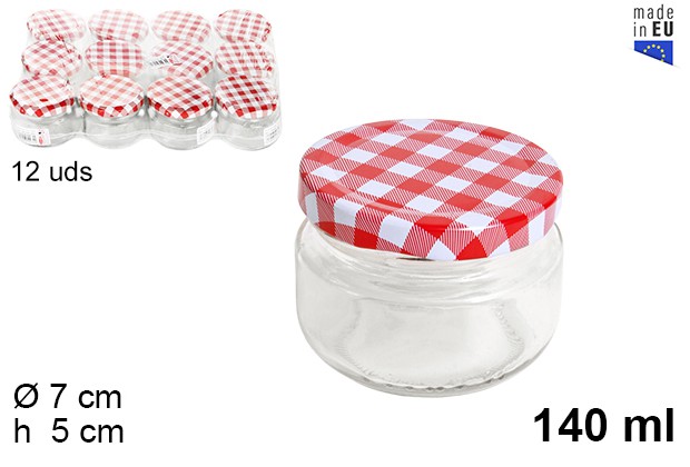 Bote cristal redondo tapa vichy 140 ml