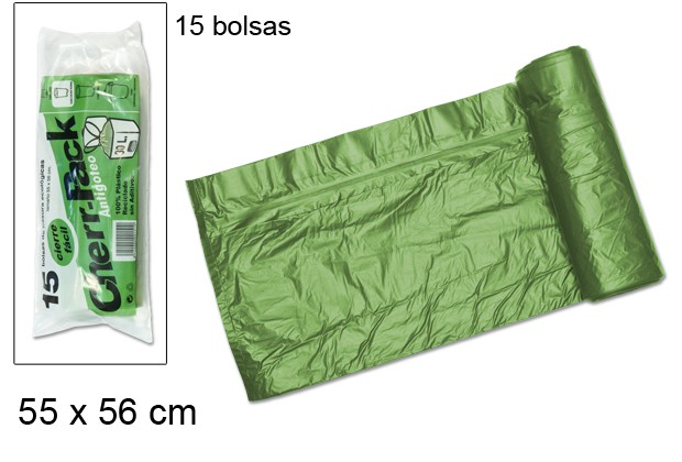 [201406] Pack 15 bolsas basura verdes 55x56 cm