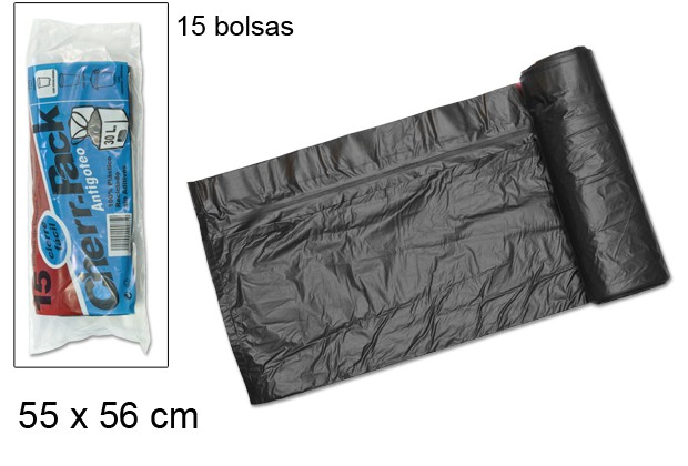 [201408] Pack 15 bolsas basura negras 55x56 cm