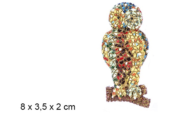 [203215] Aimant en résine hibou trencadís couleur