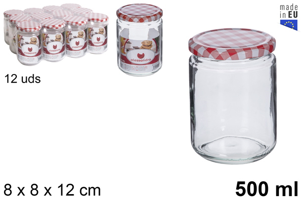 Bote cristal redondo tapa vichy 500 ml